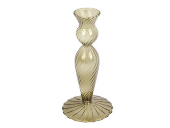 Skleněný svícen Swirl mechově zelený 17 cm Present Time