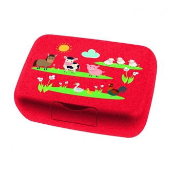 Farm Candy L svačinový dětský box / chlebníček 18x12x6,5cm červený Organic KOZIOL