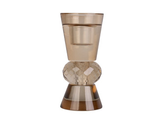 Skleněný svícen Crystal Art Duo Cone pískově hnědý 12 cm Present Time