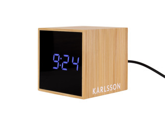 Budík/Stolní hodiny Mini Cube bamboo 6,3 cm Karlsson