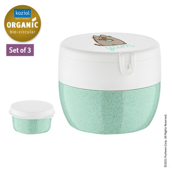 BENTOBOX PUSHEEN M třídílný s poklopem Tyrkysová Organic KOZIOL