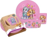 Tlapková Patrola dětská jídelní sada-kelímek,talíř,miska Růžová Organic KOZIOL