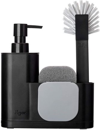 4 dílná sada na umývání nádobí černá Rengo Monobloc VIGAR