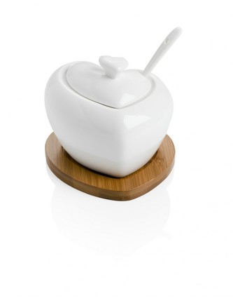 Srdce cukřenka z porcelánu a bambusu BRANDANI