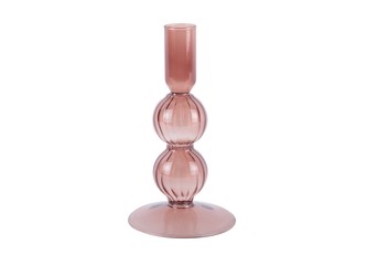 Skleněný svícen Swirl Bubbles Růžová 16 cm Present Time