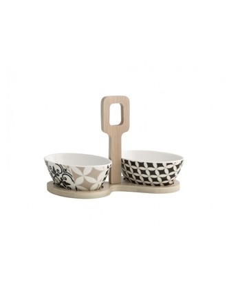 Sada 2 kusů mističek z porcelánu s podporou v přírodním bambusu Alhambra BRANDANI