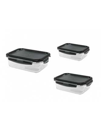 Sada 3 kusů hermetických hranatých Boxů černý BRANDANI