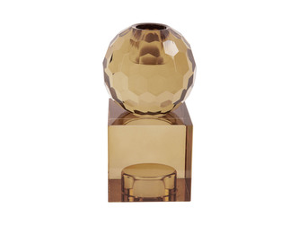 Oboustranný skleněný svícen Crystal 11,5 cm M hnědý Present Time