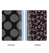 Notýsek/Zápisník A6 ,,TWO IN ONE"zepředu černý s květy, zezadu puntíky CEDON