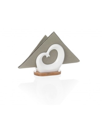 Dvojité srdce držák na ubrousky z porcelánu a bambusu BRANDANI