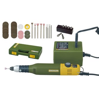 Sada vrtačka/frézka, síťový zdroj a 34 dílů, 5.000 – 20.000 ot./min, 40W, doporučený zdroj 12V/1A