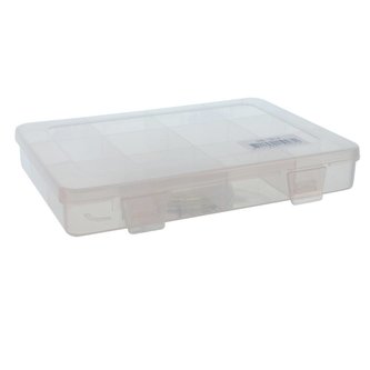 Plastová krabička s 12 pevnými přepážkami 182x140x30mm