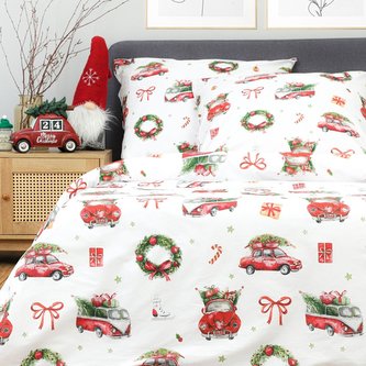 Bavlněné vánoční povlečení  | ARCO | autíčka | 220x200 cm | XM22 Homla