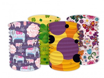 Lampion válec průměr 15cm v sáčku (bez hůlky) 4 druhy karneval, 1ks