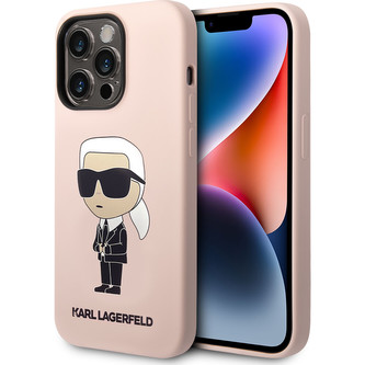 Karl Lagerfeld Liquid Silicone Ikonik NFT kryt iPhone 15 Pro růžový