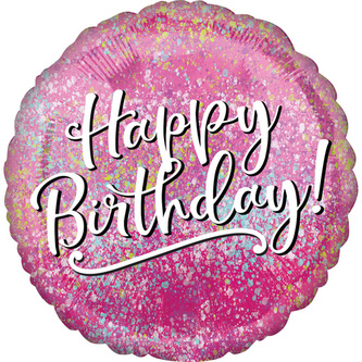 Foliový balonek Happy Birthday růžový - splash 45 cm
