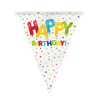 Vlaječková girlanda konfetová Happy Birthday 365 cm