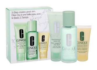 Clinique 3-Step Skin Care 1 čisticí voda Clarifying Lotion 1 100 ml + čisticí mýdlo Liquid Facial Soap Extra Mild 50 ml + hydratační přípravek DDML 30 ml