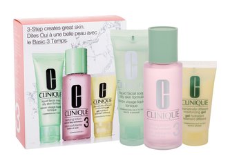 Clinique 3-Step Skin Care 3 čisticí voda Clarifying Lotion 3 100 ml + čisticí mýdlo Liquid Facial Soap Oily Skin 50 ml + Hydratační emulze DDMGel 30 ml