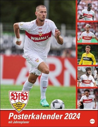 VfB Stuttgart Posterkalender 2024. Die Fußballstars im Poster-Format. Wandkalender mit den besten Spielerfotos des VfB Stuttgart
