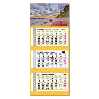 Kalendarz 2024 trójdzielny LUX wypukły Bałtyk