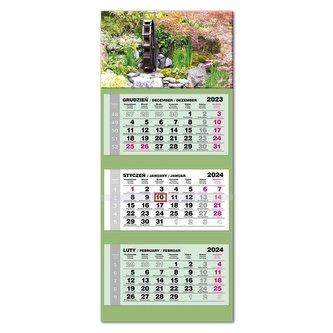 Kalendarz 2024 trójdzielny Lux gł. wypukła Ogrody