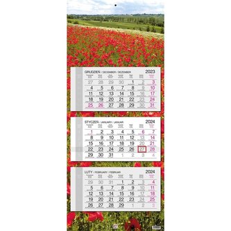Kalendarz 2024 trójdzielny gł. płaska Maki