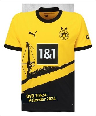 Borussia Dortmund Trikotkalender 2024. Kalender im originalen Trikot-Design, perfekt für Fans des BVB. Die tollsten Spielerfotos