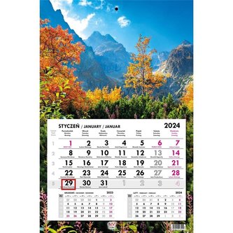 Kalendarz 2024 jednodzielny gł. płaska Tatry