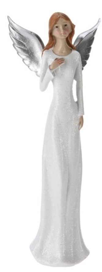 Anděl bílý s glitry B 22 cm