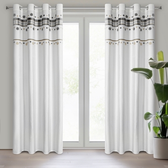 Vánoční dekorační závěs s kroužky CAROL 03 bílá 140x250 cm (cena za 1 kus) MyBestHome