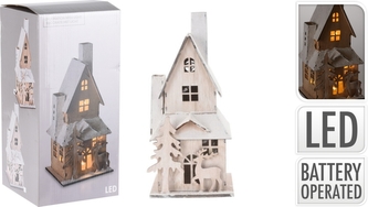 Dřevěný LED domeček bílý 29x13x13 cm