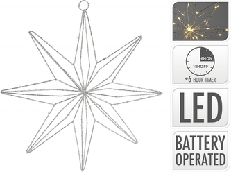 Kovová LED hvězda 40x40 cm stříbrná