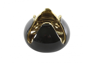 Keramický svícen černo-zlatý 8,5x12 cm