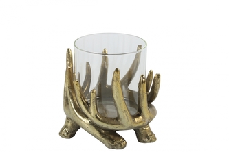 Svícen Lodge zlatý 13x14 cm