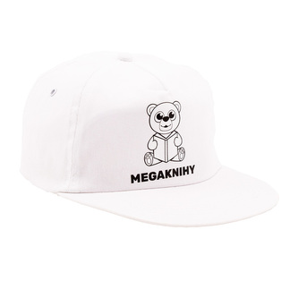 Bíla kšiltovka Megaknihy, bílý medvídek - unisex