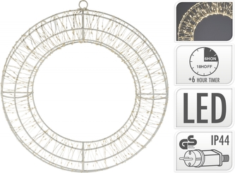 Kovový LED věnec bílý 38 cm, světlo teplé bílé
