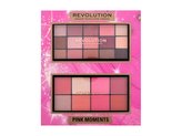 Makeup Revolution London Pink Moments paletka tvářenek a rozjasňovačů Blush Palette 16 g Lover + paletka očních stínů Reloaded Eyeshadows Palette 16,5 g Romance