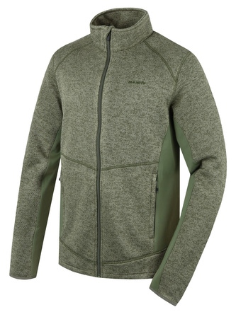 Pánský fleecový svetr na zip Alan M khaki - XXL