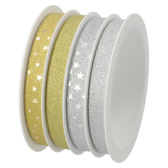 Stuha dárková, stříbrná a zlatá