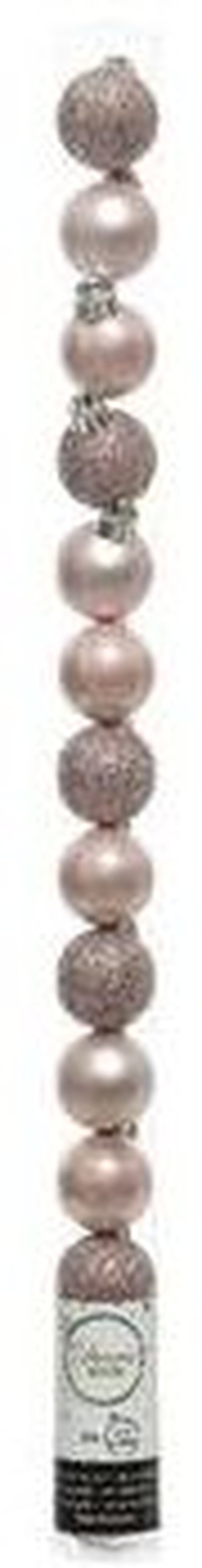 Ozdoba vánoční koule 14 ks / 3 cm růžová plast