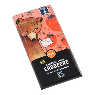 Eza Bio mléčná čokoláda s jahodovou náplní, 100 g