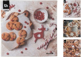 ubrousky 3vr.,16ks, 33x33cm, vánoční, papír