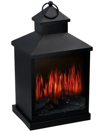 Elektrický krb s LED plameny ve tvaru lucerny