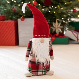 Vánoční skřítek | ELIAS | stojící kostkovaný trpaslík | 28 cm | 800929 Homla