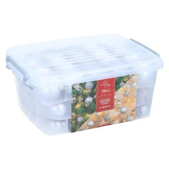 Vánoční ozdoby sada 70 ks stříbrná