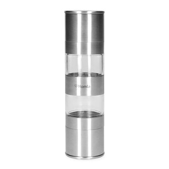 Mlýnek na pepř a sůl CAFALD 2v1 stříbrná 19x5 cm 6x baterky AAA 952146 Homla