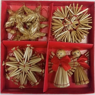 Ozdoby slaměné vánoční 17 ks