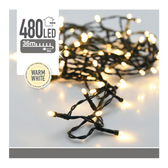 Světelný řetěz 480 LED bílá teplá, délka 36 m, 230V (venk. použití)