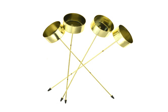 Bodce na svíčky čajové, zlatá barva, kov, 4ks